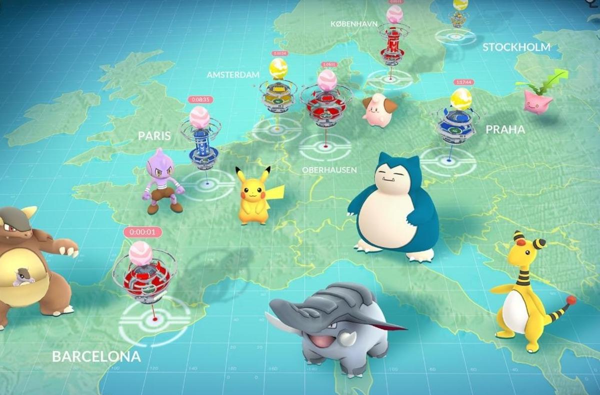 A map of Europa with different Pokémon on top.